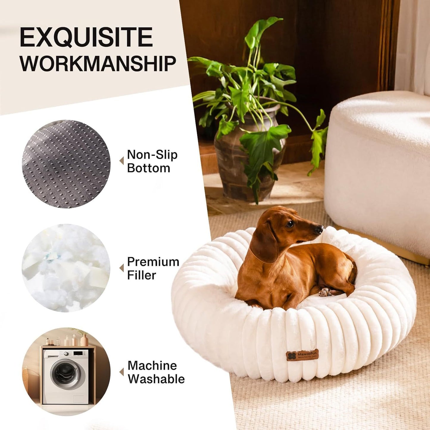 SnuggleNest™ Donut Dog Bed – Calming & Fluffy Pet Bed for Small Dogs - WoofieThings